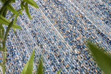 Denim rag rug pile close-up texture shot