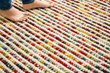 Multi striped chunky loop wool rug, flat view