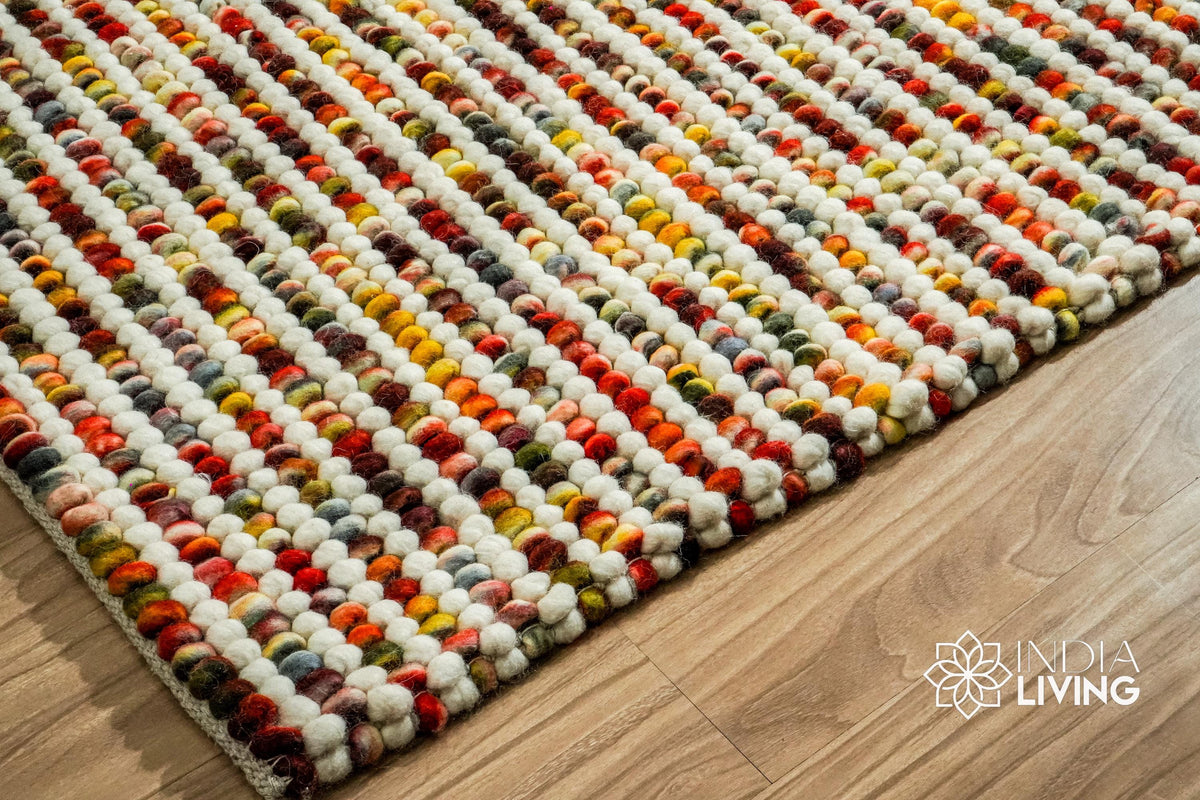Striped chunky rug corner detail