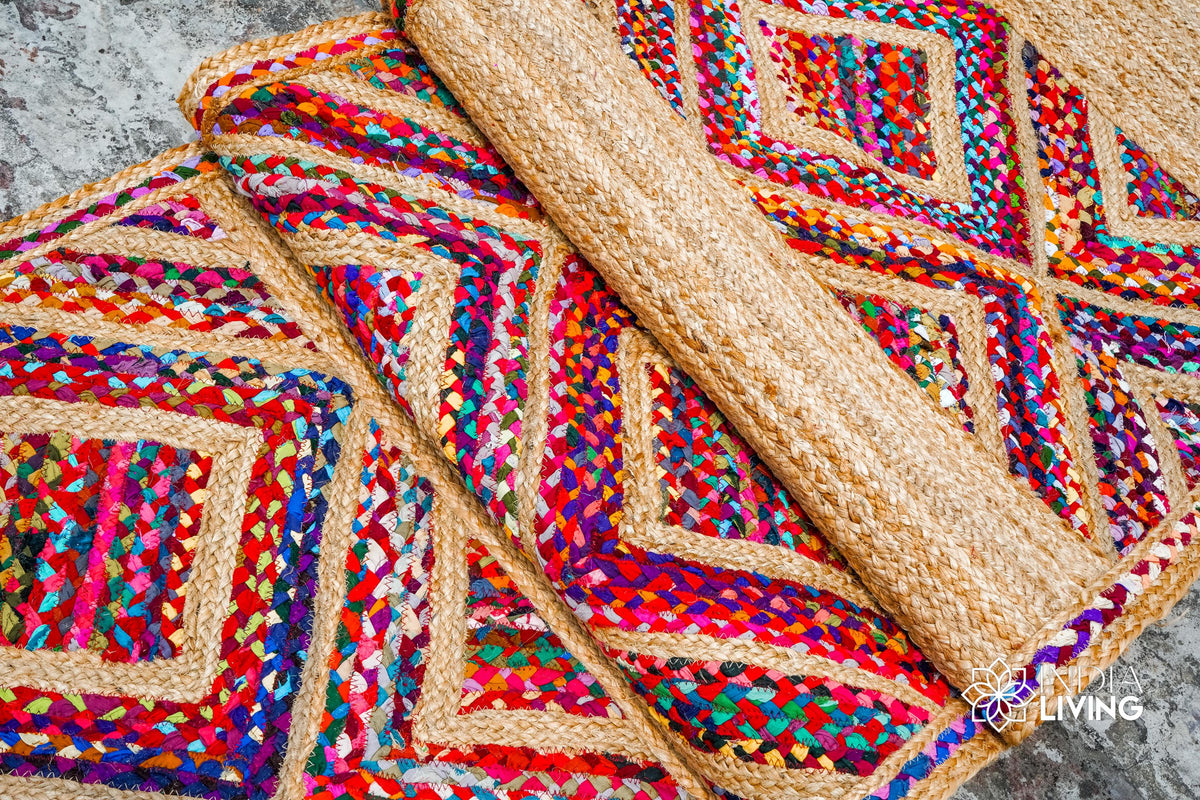 Multicolor rag runner corner detail