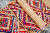 Multicolor rag runner corner detail