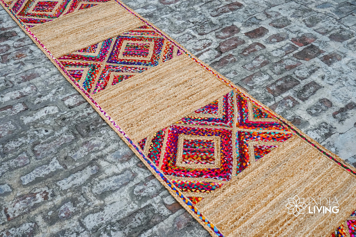 Close-up of jute and cotton weave texture