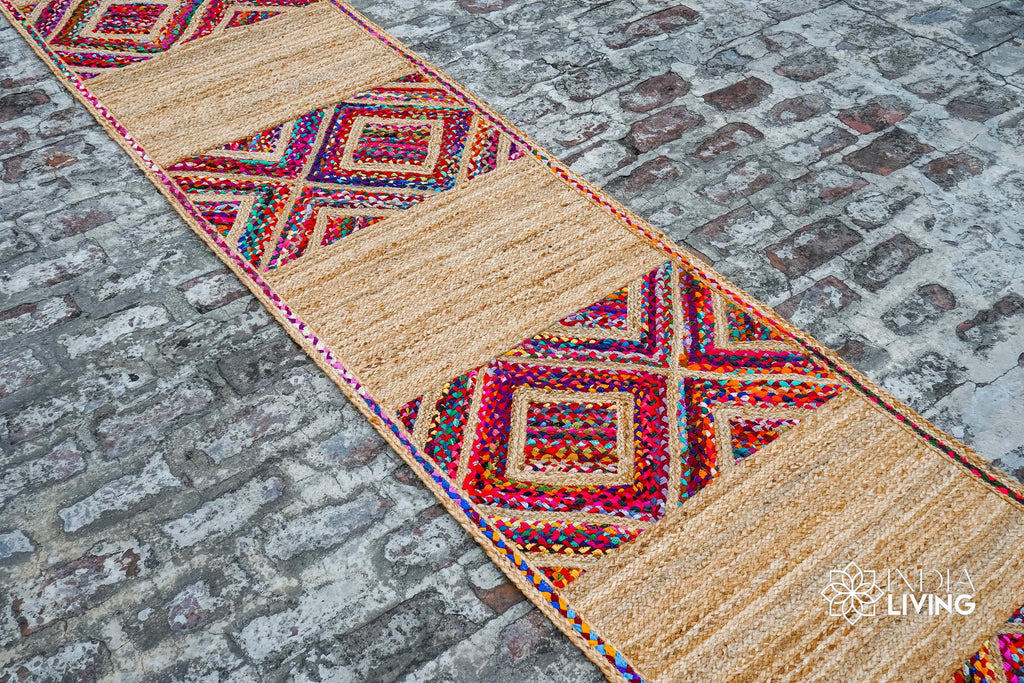 Artisanal Multicolor Jute Rag Runner for entryway or Hallway, Sustainable Home Decor, High-Quality Craftsmanship, custom made, Colourful rug