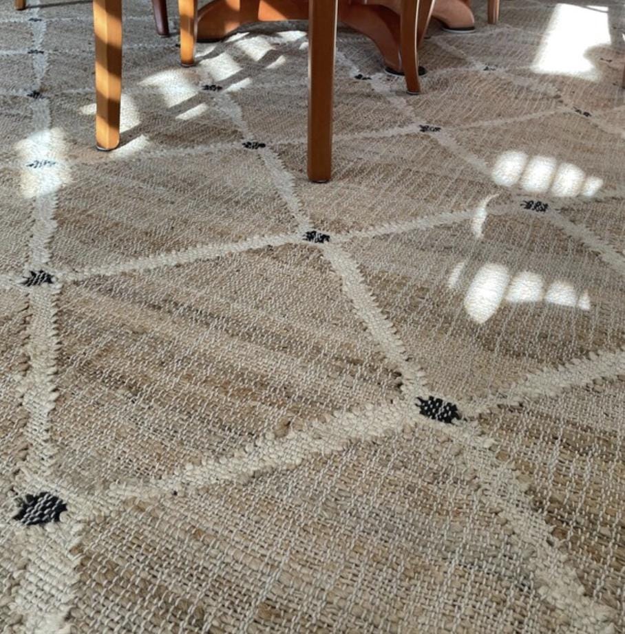 Jute rug pile close-up texture
