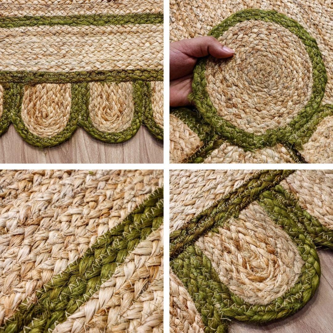 Olive green jute runner in a bohemian living space