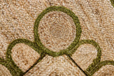 Olive green scallop jute runner styled in a hallway