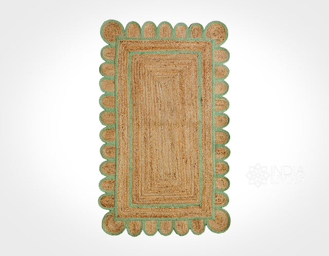 Pistachio green jute runner styled in a hallway setting