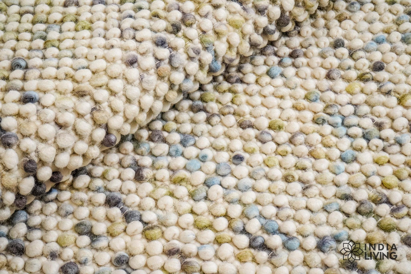 Pastel chunky wool loop rug, flat view