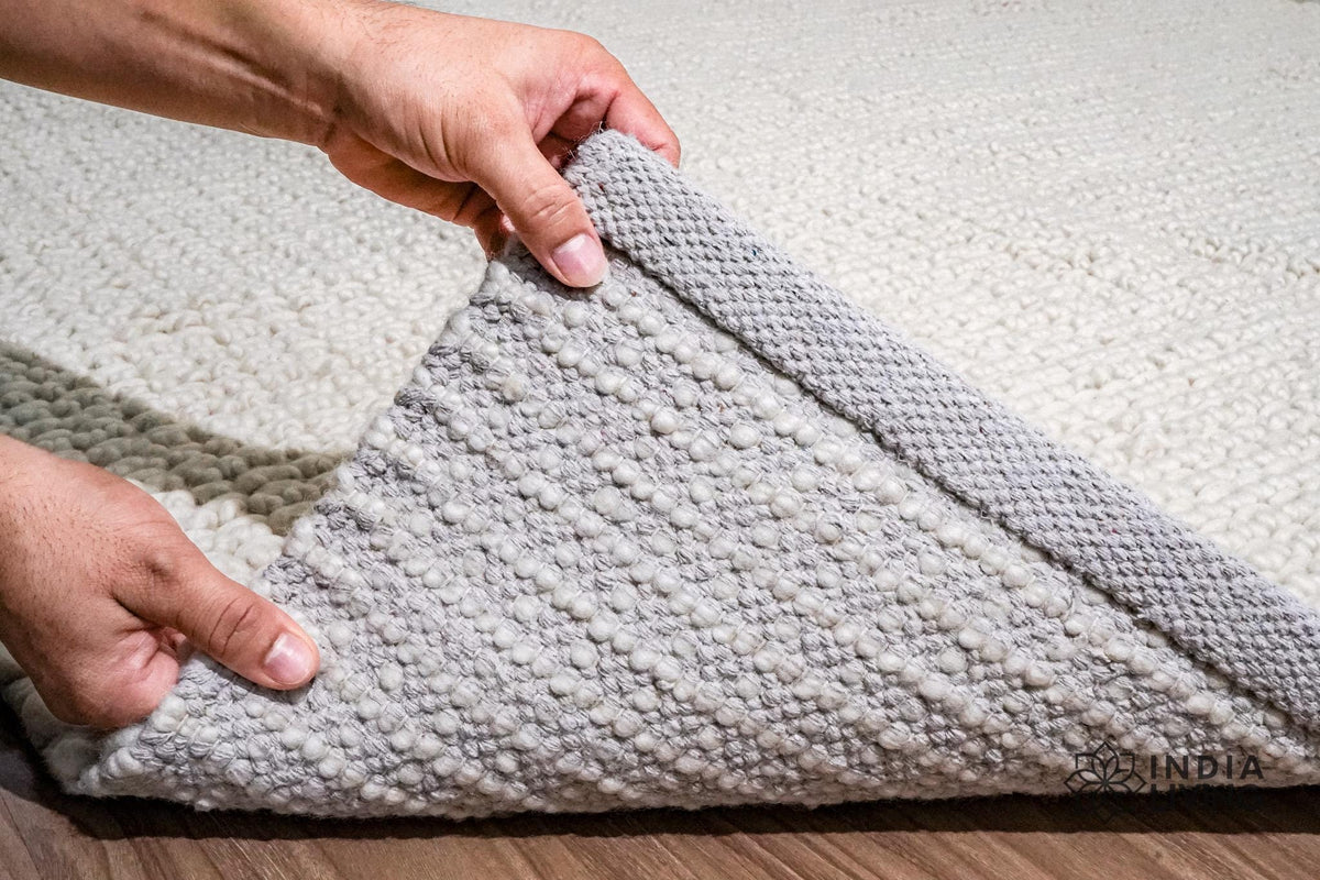 Ivory rug texture close-up in natural light