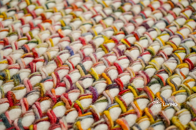 Chunky wool rug styled in kids room