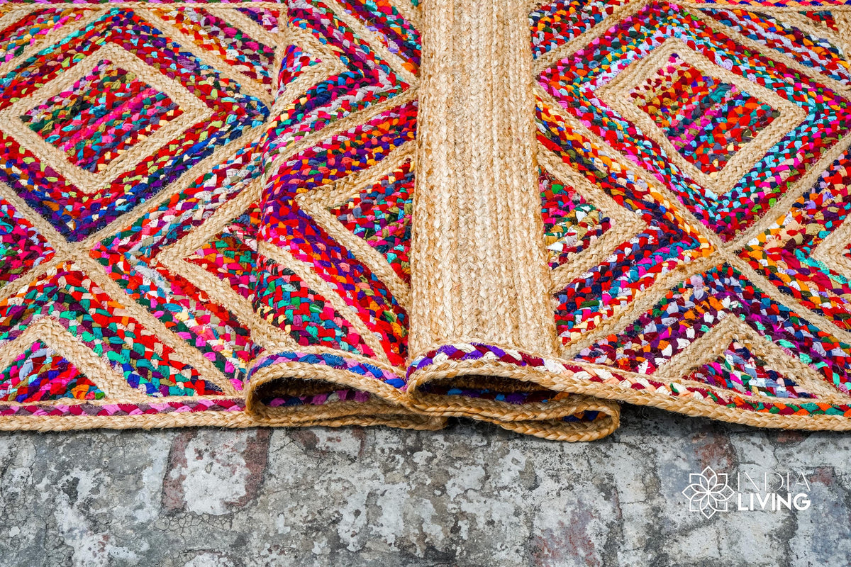 Jute rag runner in living room setting