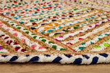 Rainbow chindi rug texture detail shot
