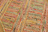 Rainbow striped jute rag rug full room lifestyle view