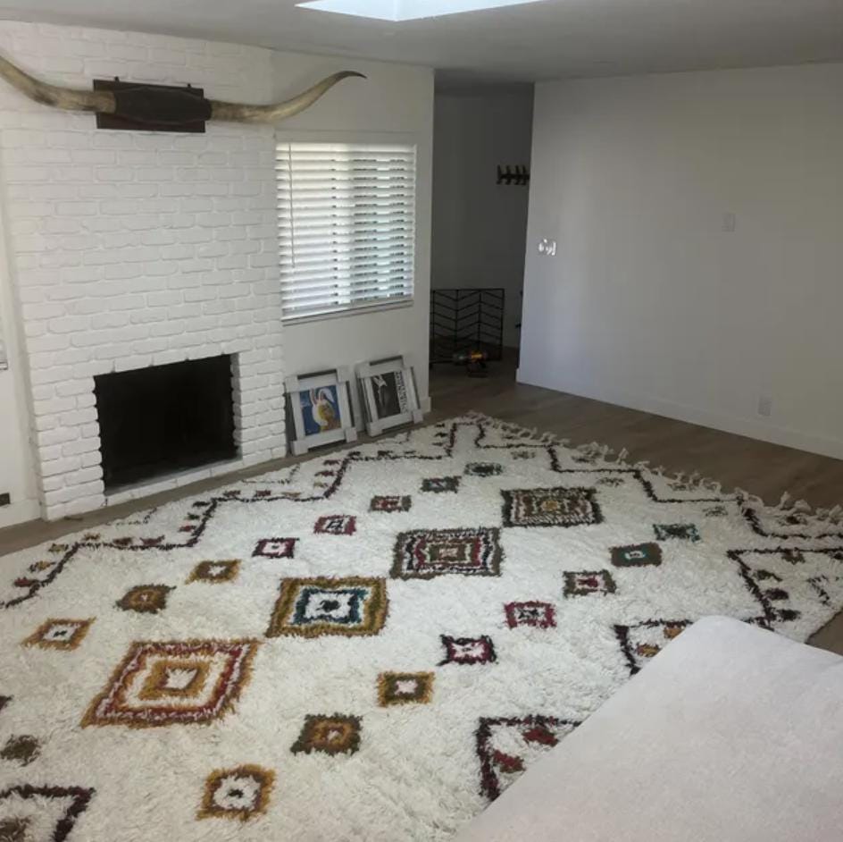 Berber wool rug in bohemian styled room