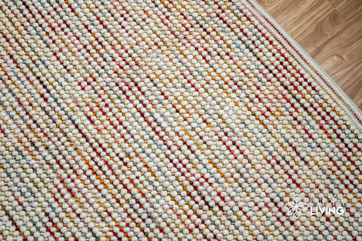 Chunky wool rug in a bedroom setting