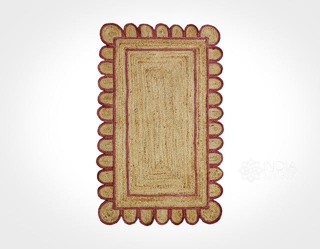 Burgundy jute runner styled in a hallway setting