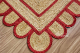 Red jute runner rolled to show construction