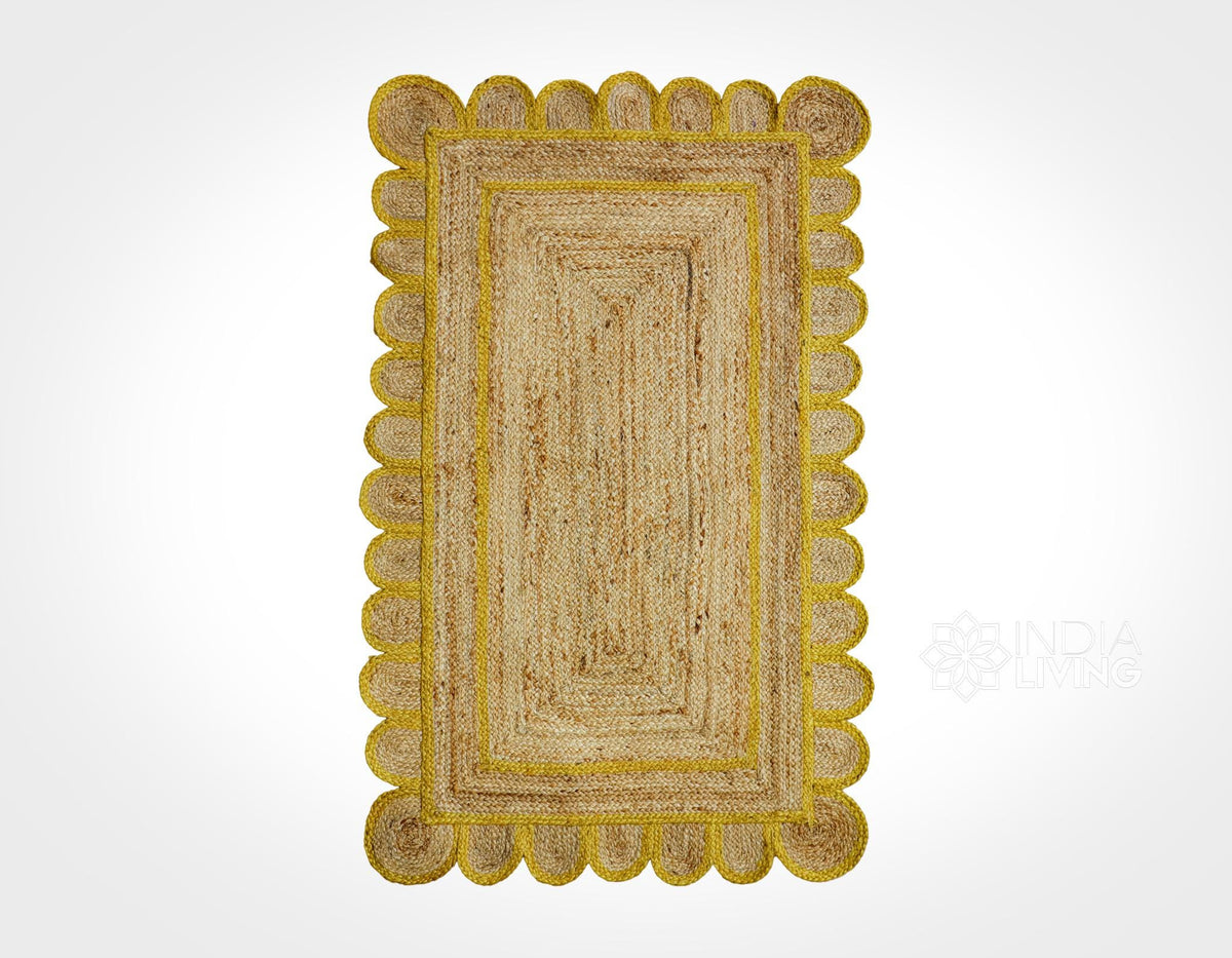 Yellow jute runner styled in a hallway setting