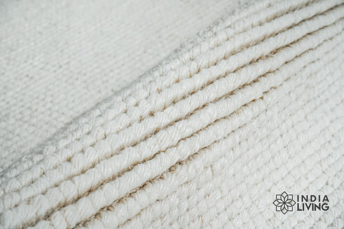 Ivory wool rug woven detail