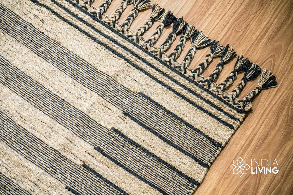 Hand woven Modern Scandinavian decor Abstract style Striped Flat weave premium wool area rug, Custom made in all sizes