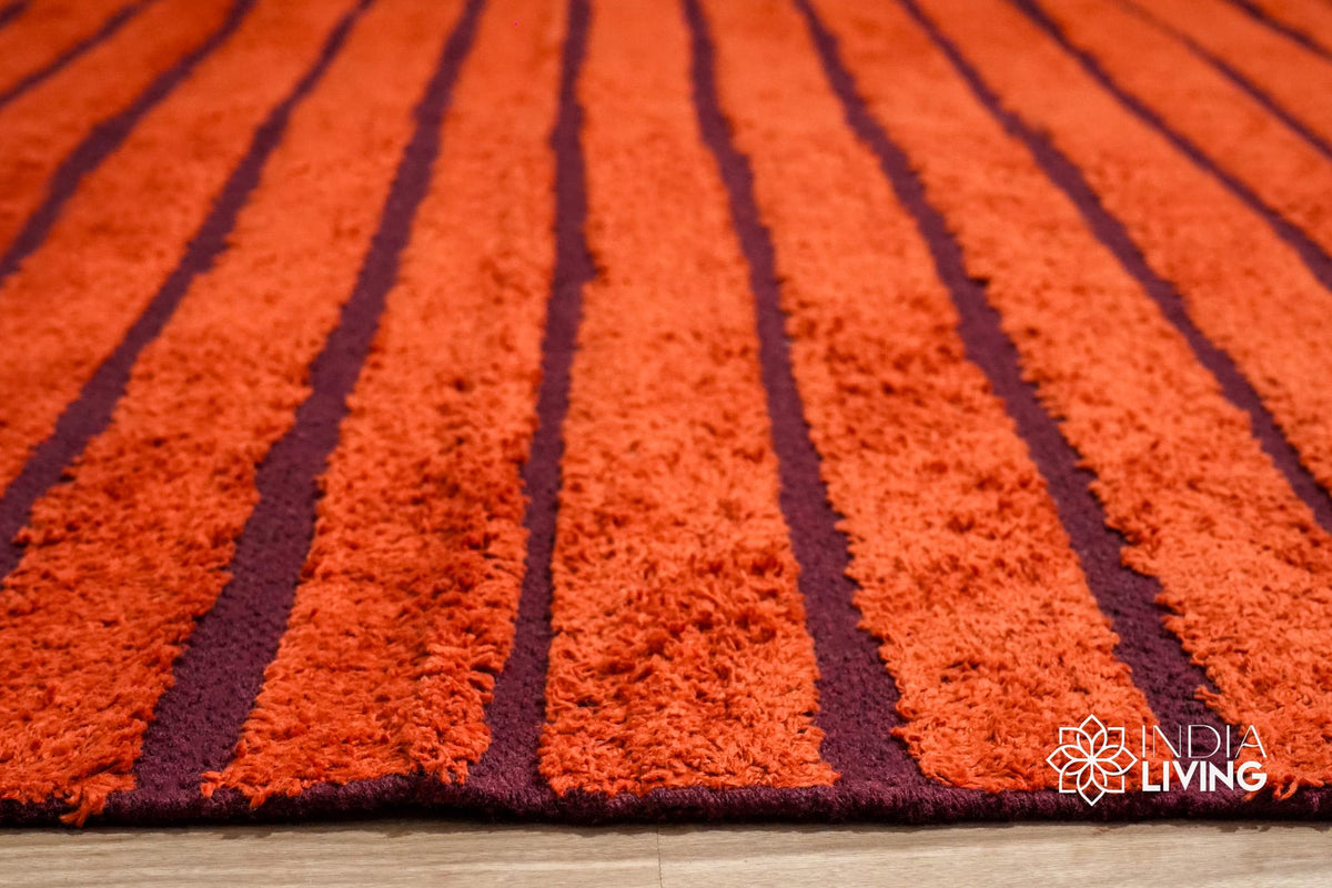 Red kilim rug corner detail showing flatweave edge