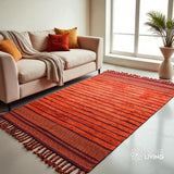 Red bohemian kilim rug flat view full pattern