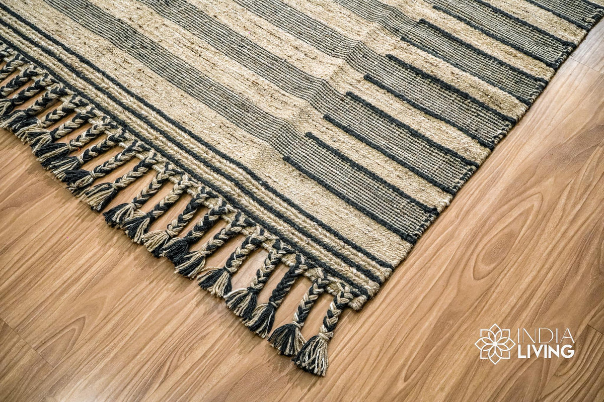 Striped rug styled in hallway