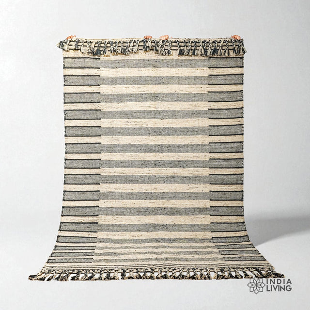 Striped rug styled in living room