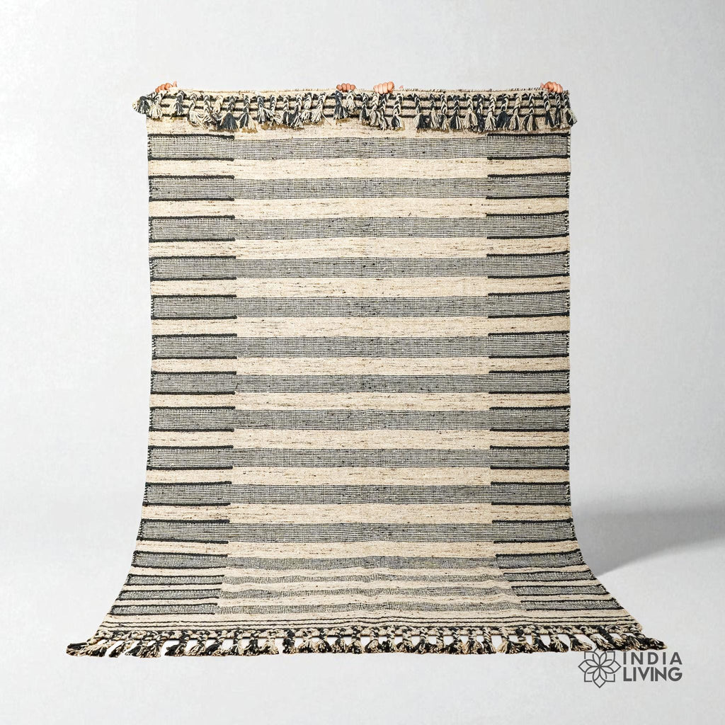 Hand woven Modern Scandinavian decor Abstract style Striped Flat weave premium wool area rug, Custom made in all sizes