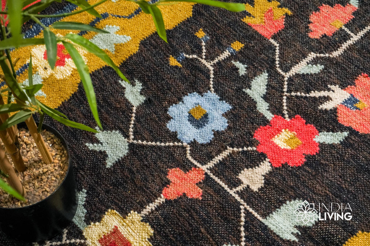 Wool rug pile close-up