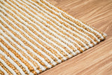 Handwoven Natural Ivory Striped Pebble weave Chunky Wool Jute Rug - Scandinavian Sustainable Modern Decor, Custom made in all sizes