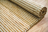 Handwoven Natural Ivory Striped Pebble weave Chunky Wool Jute Rug - Scandinavian Sustainable Modern Decor, Custom made in all sizes