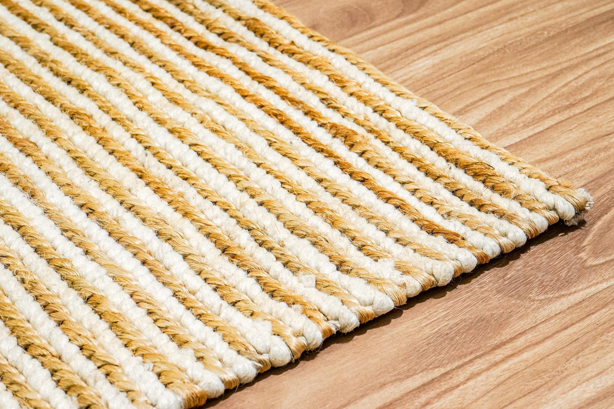 Wool jute rug pile close-up showing natural fibers