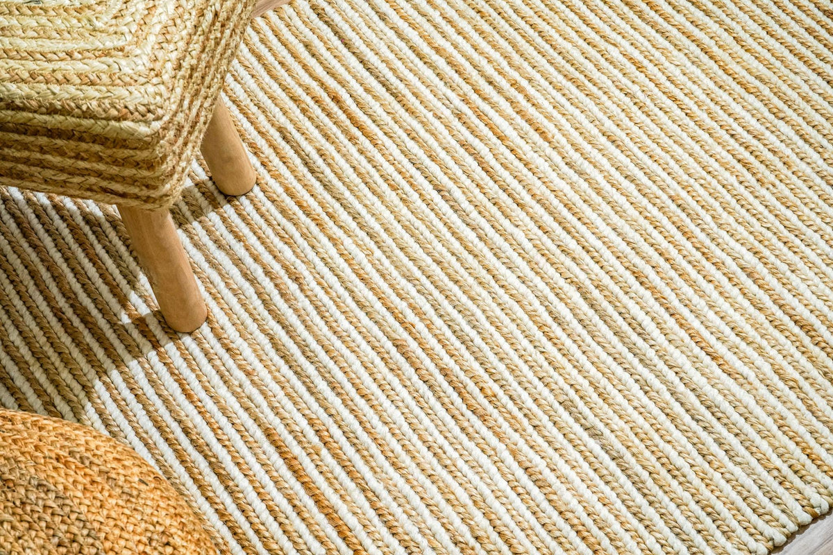 Wool jute rug in a bedroom setting