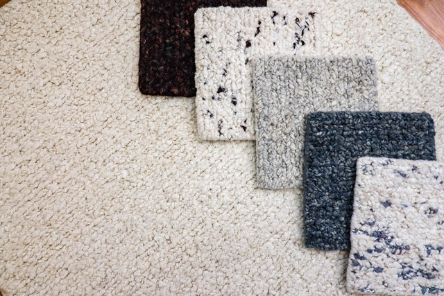 Multi textured wool rug swatch color options