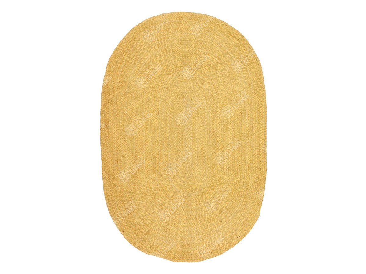 White oval jute rug in natural light