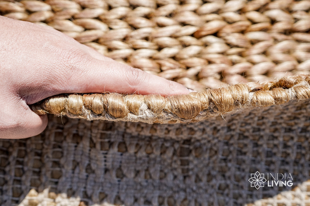 Jute rug weave pattern close-up