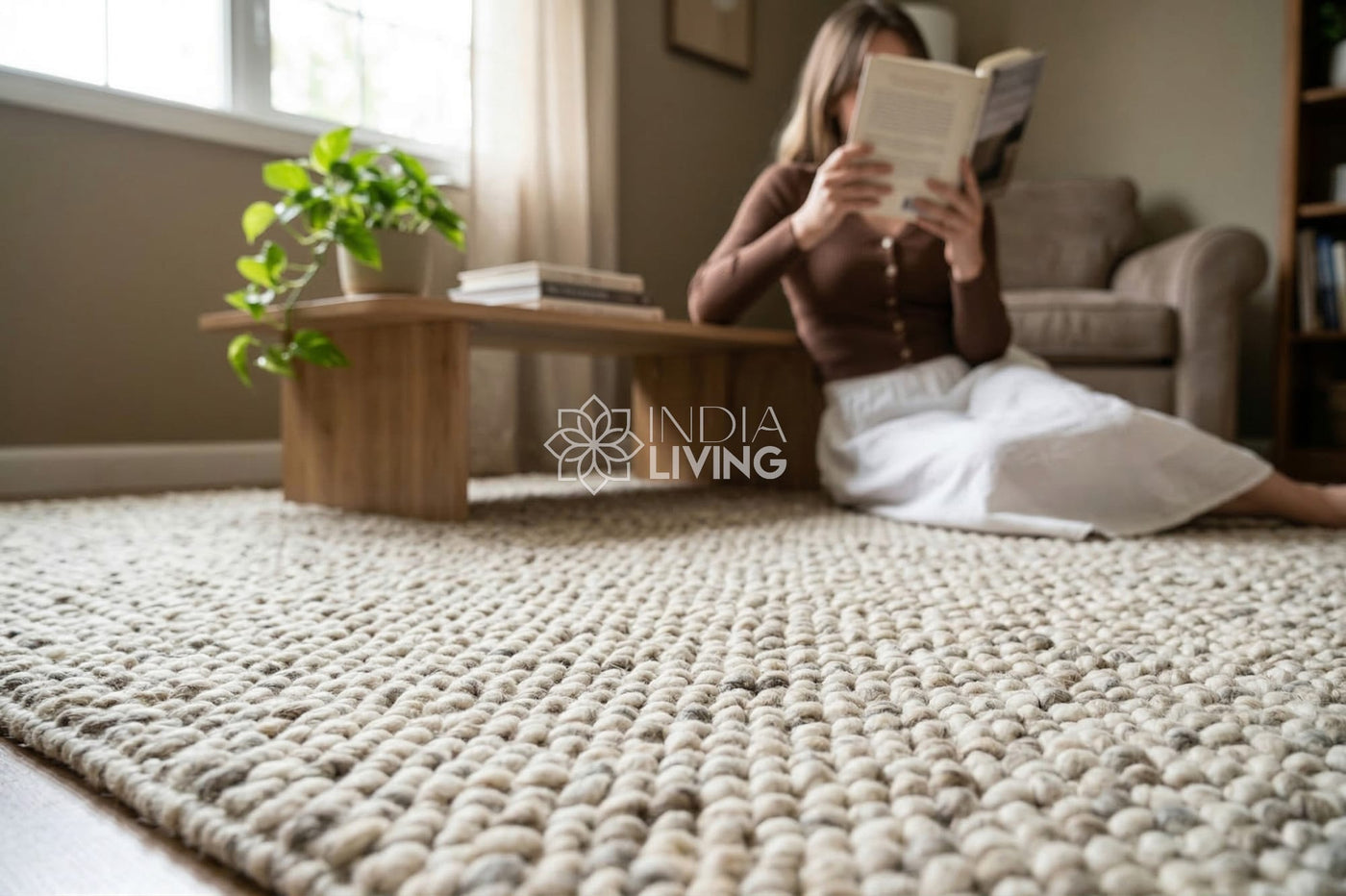 Cashew Loop — close-up of the weave, pile, and edge finish