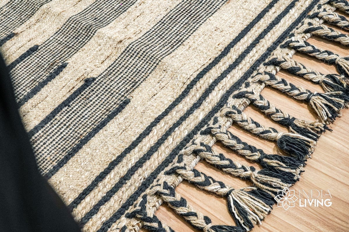 Wool kilim rug shown at full size on wood flooring