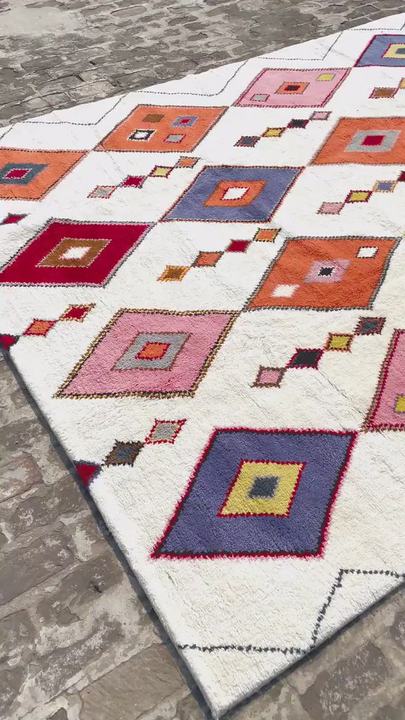 Hand knotted Premium Bohemian Style Moroccan Berber Wool area rug Scandinavian decor inspired Customization available