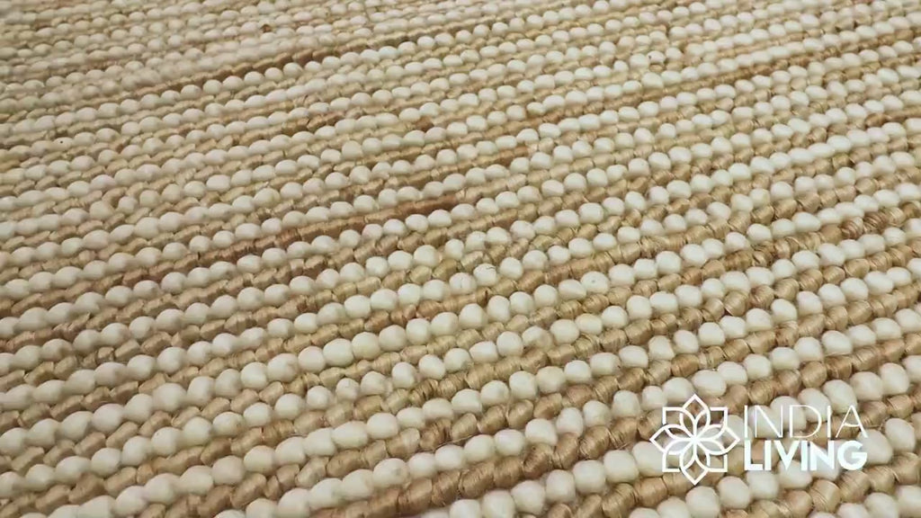 Handwoven Natural Wool Jute Striped Chunky rug, Modern Scandinavian Style decor, Soft & Pet Friendly, Custom made in all sizes