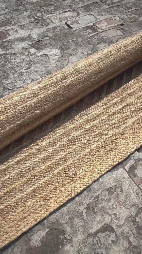 Natural Jute Rug - Unique Custom Size Herringbone Area Rug for Living Room & Bedroom, Rustic Braided Runner, Eco-Friendly Decor