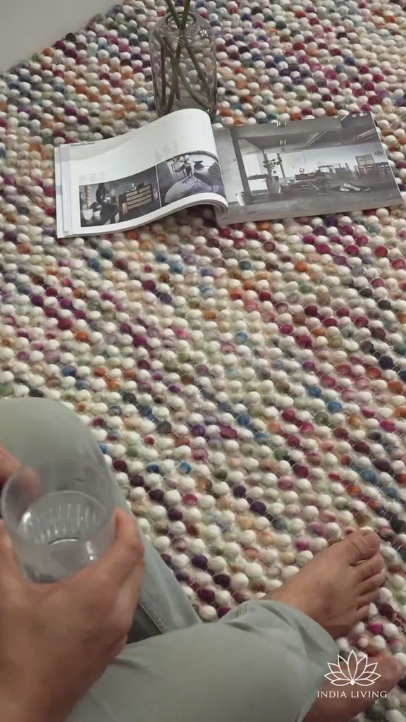 Colourful Chunky Multi Blend Felted Wool Area rug, Handwoven Wool Carpet, Funky Decor Rug, Kids Nursery Room Rug, Custom made in all sizes