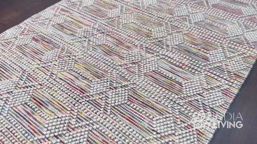 Multi Blend Abstract Chunky Looped Colourful Wool area rug, Scandinavian inspired decor, Bohemian, Custom made