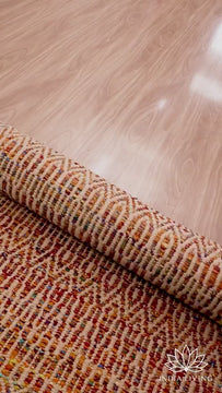 Multi Blend Orange Handwoven Geometric Flatweave Modern Boho Wool rug, Sustainable, Custom made