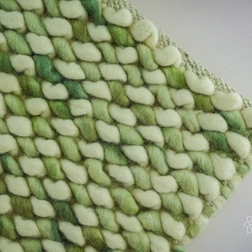 Green Wool Rug - Soft Cashew Weave Chunky Loop Handwoven, Cozy Scandinavian Style, Custom Sizes Available in New Zealand Wool