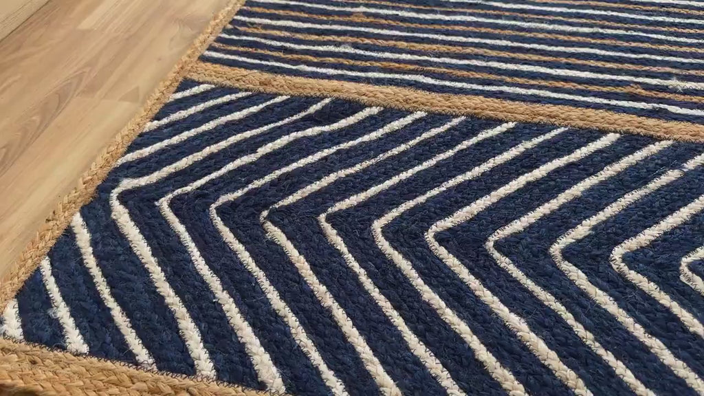 Blue Jute Braided Area Rug - Handcrafted Sustainable Home Decor for Any Room/Eco friendly Rug/Coastal Rug 3X5 4x6 5x8 6x9 8x10 9x12