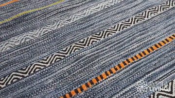 Bohemian Multi Striped Blue kilim Rug, Moroccan Decor, Handmade , Ethnic, High Quality