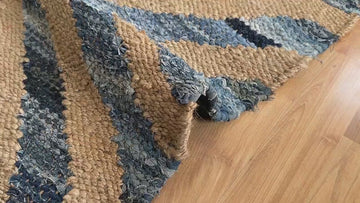 Denim Jute Hemp Rug, Handwoven Natural Hemp rug, Eco friendly Rug, Coastal Rug, Custom made  3x5 5x8 8x10 10x14