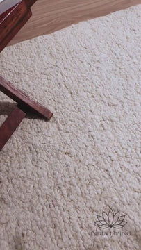 Ivory Cream Textured Chunky Premium Handwoven Scandinavian Indoor wool rug, Living room decor Cozy Pet-Friendly, Customization available